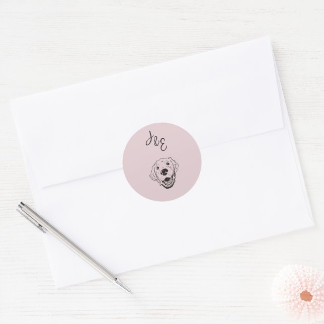 Adesivo Ouro Retriever Dog Sticker para Casamento (Envelope)