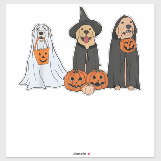 Adesivo Ouro Retriever Ghost Halloween Trick Ou Tratar Do (Folha)