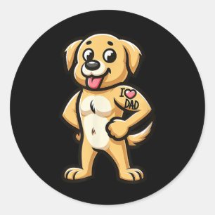 Adesivo Ouro Retriever I Love Pai Funny Dog Tattoo _1