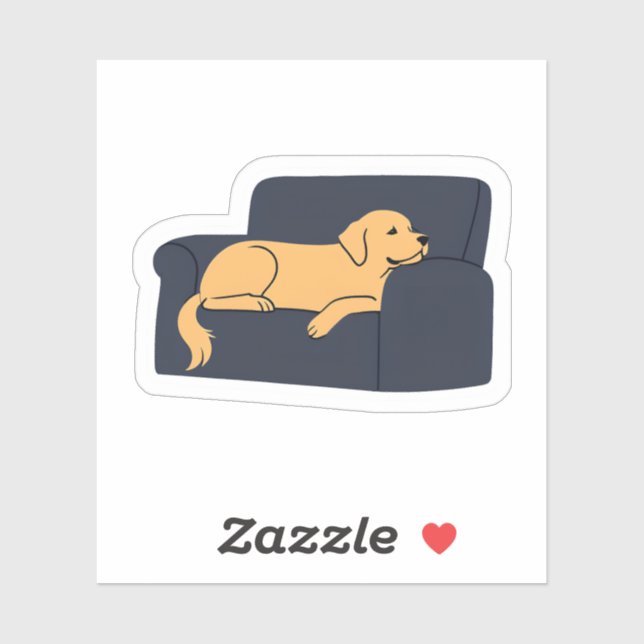 Adesivo Ouro Retriever Lay on Couch | Desenhado em Cute (Folha)