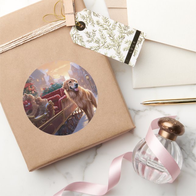 Adesivo Ouro Retriever Natal Festivo (Presentear)