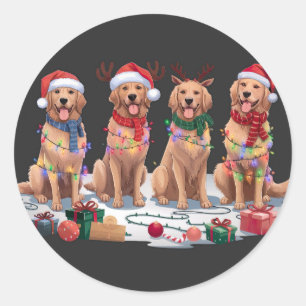 Adesivo Ouro Retriever Papai Noel chora no Natal
