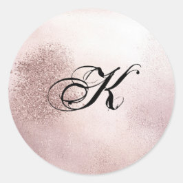 Adesivo Ouro Rosa | Selo de Envelope Monograma Preto
