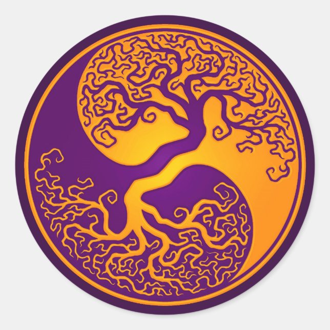 Adesivo Ouro Roxo da Vida Yin Yang (Frente)