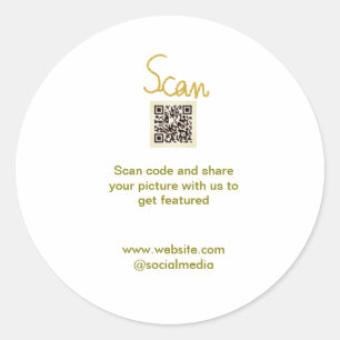 Adesivo Ouro Scan QR code glitter elegante calligr simples