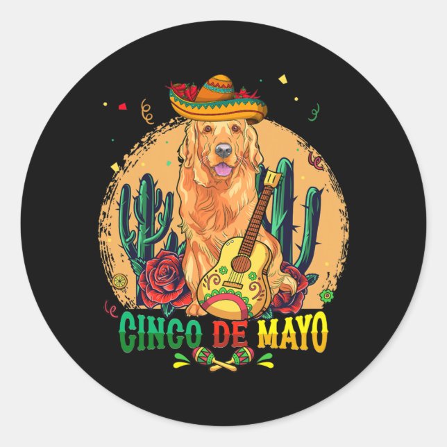 Adesivo Ouro Sombrero Cinco De Mayo Mexicano Dog Men (Frente)