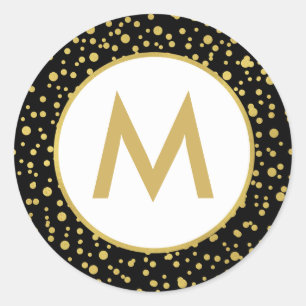 Adesivo Ouro Sparkly, preto & White Christmas do monograma
