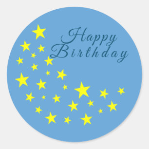 Adesivo Ouro Starry Moon no Picton Blue Happy Birday