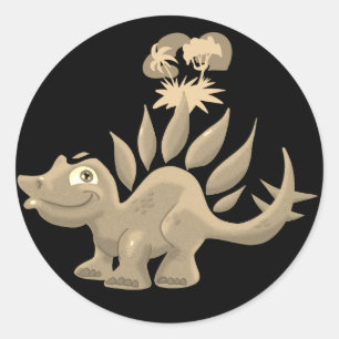 Adesivo Ouro Stegosaurus Clássico Redondo