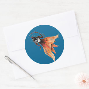 Adesivo Ouro Surreal Goldfish Fantástico Art Qualquer Cor