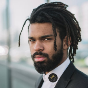 Adesivo Ouro Tesoura Logotipo Centeado Estylist Preto