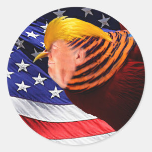 Adesivo Ouro Trump Bird USA Flag Round Sticker