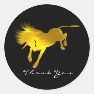 Adesivo Ouro Unicorn Estrelas de Cavalo Obrigado Negro