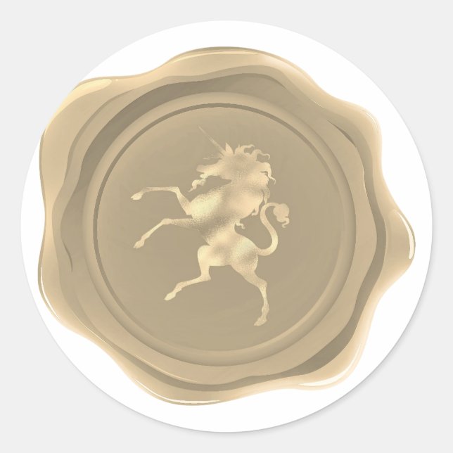 Adesivo Ouro Unicorn Faux Wax Seal (Frente)