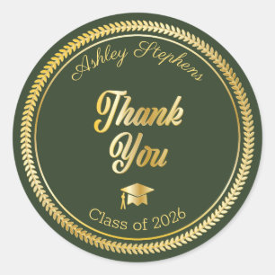 Adesivo Ouro   Verde Grad Cap Turma de 2026 Obrigado
