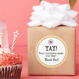 Adesivo Ouro Yellow Retro with Heart Business Obrigado