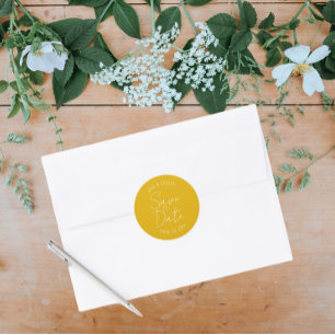 Adesivo Ouro Yellow Stylized Wedding Salvar a Data