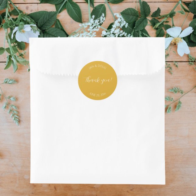 Adesivo Ouro Yellow Stylizlized Wedding Obrigado (In Situ Wedding)