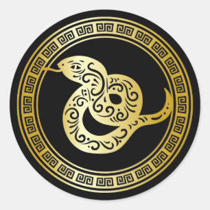 Adesivo Ouro zodiac Cobra a preto com quadro