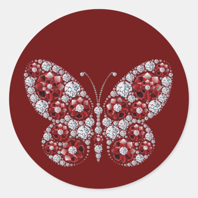Adesivo Ouros Red Rhinestone Butterfly (Frente)