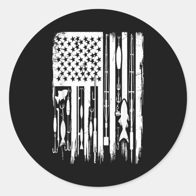 Adesivo Outdoor Fishing American Flag Fisherman Fish Lover (Frente)