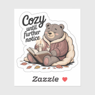 Adesivo Outono De Leitura Do Urso De Cozy Chubby