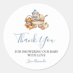 Adesivo Outono Enamorando-se do Urso Baby Shower Obrigado