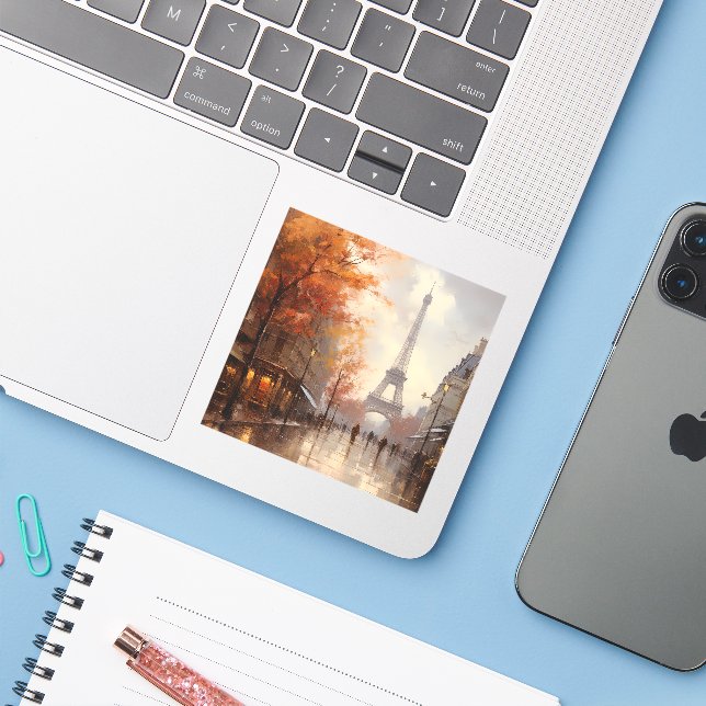Adesivo Outono vintage em Paris França (Notebook com iPhone)