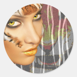 Adesivo Outra Tigre Mulher Theriana Arte, maquiagem impres