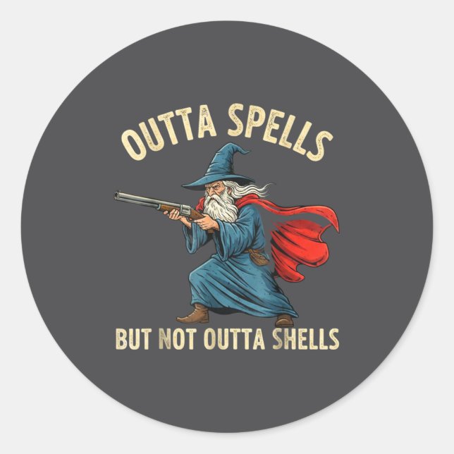 Adesivo Outta Spells But Not Shells Wizard Meme  (Frente)