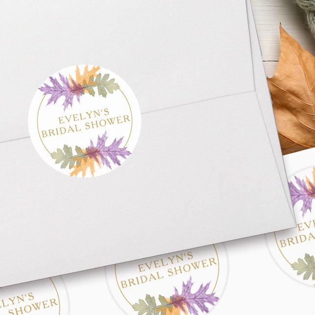 Adesivo Outubro do outono deixa texto Dourado legível (October Leaves sticker with fully editable gold text and autumn fall leaf design)