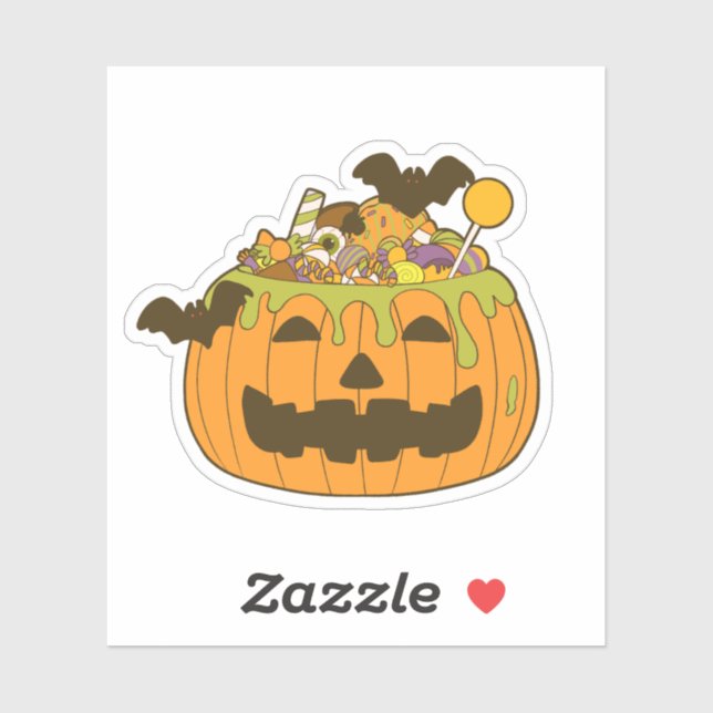 Adesivo Outubro Spooky Halloween Candy Pumpkin (Folha)