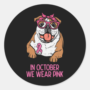 Adesivo Outubro Vestimos o Cancer de Mama do Bulldog Inglê