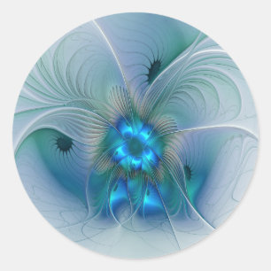 Adesivo Ovações de Pé, Fractal Azul Turquesa Abstrato