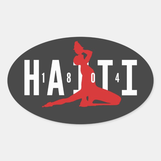 Adesivo Oval 1804 Mawon Haiti Marron Negativo Sticker Oval Hait (Frente)