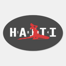 Adesivo Oval 1804 Mawon Haiti Marron Negativo Sticker Oval Hait