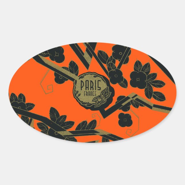 Adesivo Oval 1925 Art Deco Paris perfume França (Frente)