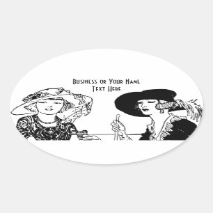 Adesivo Oval 2 Damas Vintage Fashion e Hats Company Name