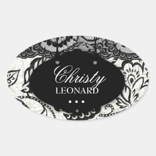 Adesivo Oval 311-Chic & original branco   preto laçado