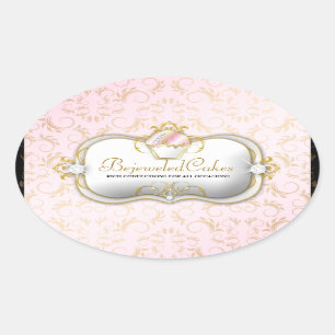 Adesivo Oval 311-Ciao Bella Bejeweled Cakes Fundo rosa