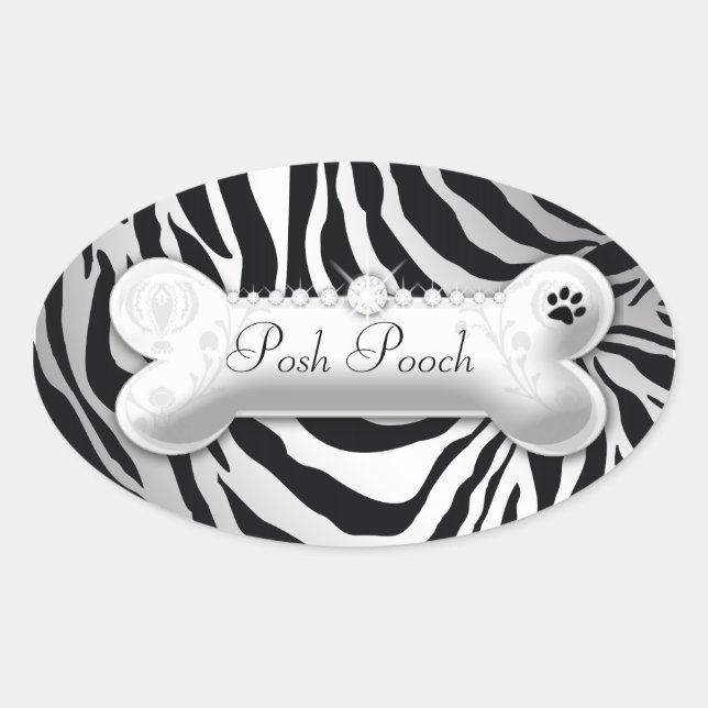 Adesivo Oval 311 Zebra "prata" Posh Pooch (Frente)