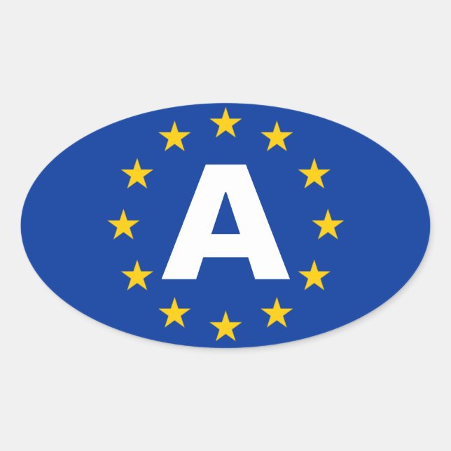 Adesivo Oval 4 Áustria "A" Bandeira da União Europeia (Frente)
