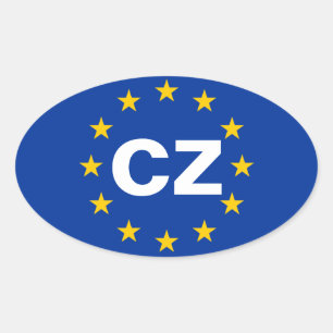 Adesivo Oval 4 República Checa "CZ" Bandeira da União Europeia