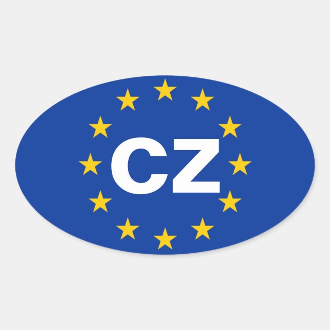 Adesivo Oval 4 República Checa "CZ" Bandeira da União Europeia (Frente)