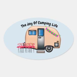 Adesivo Oval A Alegria de Camping Life