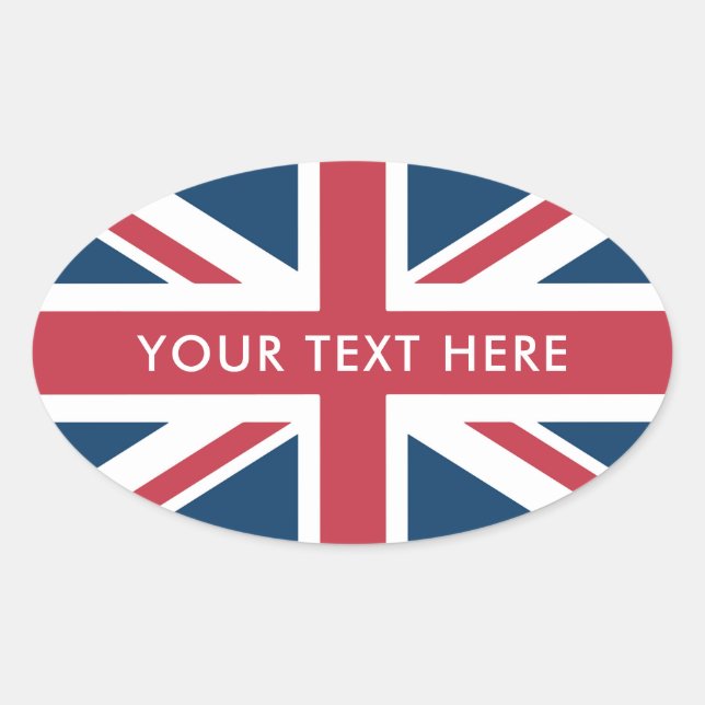 Adesivo Oval A Bandeira Britânica Union Jack (Frente)