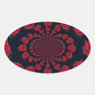 Adesivo Oval A Beleza das Rosas: Fantasia Floral