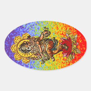 Adesivo Oval A DANÇA GANESHA   chakren cores