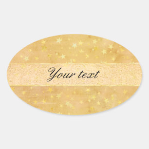 Adesivo Oval A folha Dourado personalizada Stars a aguarela