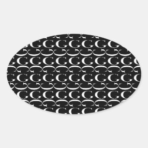 Adesivo Oval A letra inicial G do monograma, escolhe a cor do